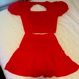 Red two-piece set top and skort